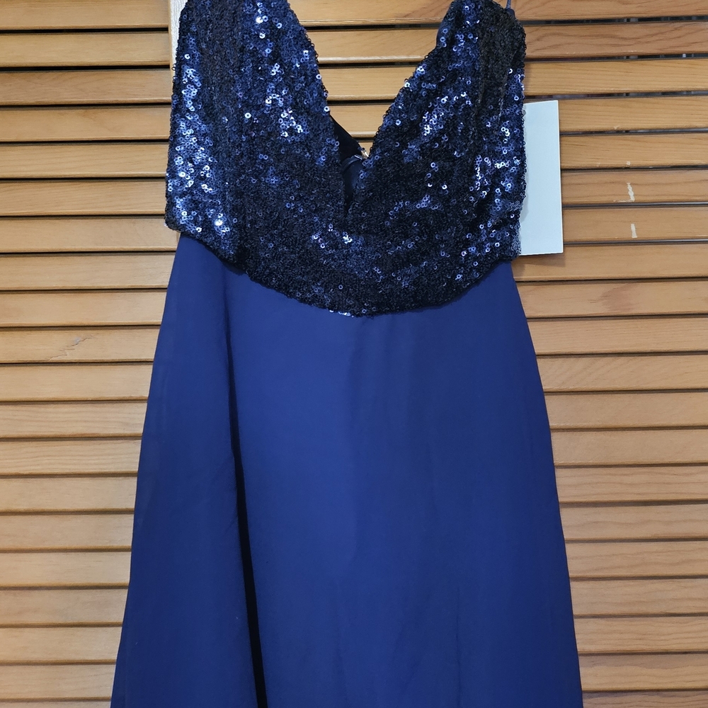 Elegant Navy Blue Sequin Dress